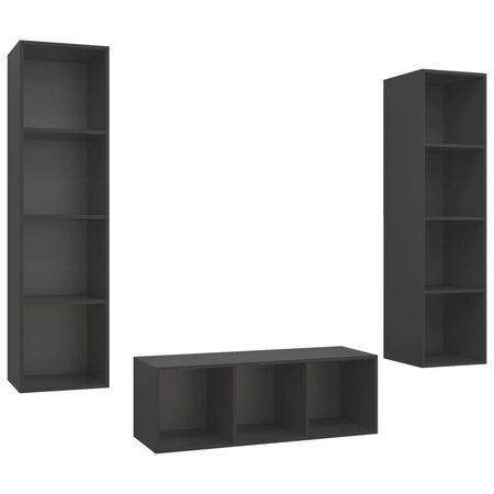 vidaXL Ensemble de meuble TV 3 Pièces Gris Aggloméré