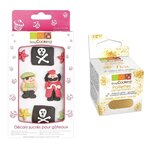 Décors sucrés Gâteau de Pirate + paillettes dorées