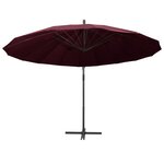 vidaXL Parasol suspendu Bordeaux 3 m Mât en aluminium