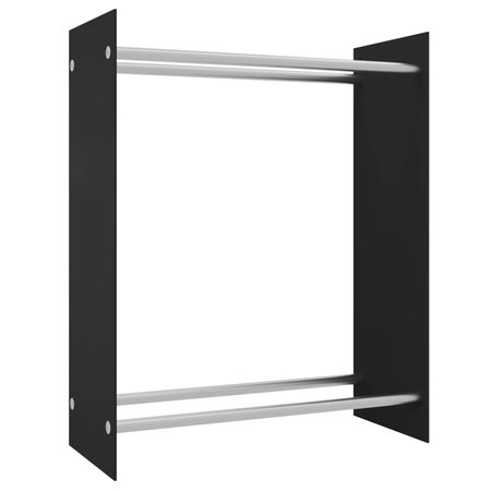 vidaXL Portant de bois de chauffage Noir 80x35x100 cm Verre trempé