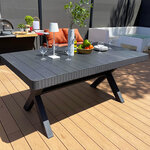 Table de jardin 6 places belize gris résine 168 x 98 cm