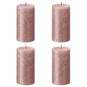Bolsius Bougies pilier rustiques Shimmer 4 Pièces 130x68 mm Rose