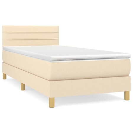 vidaXL Lit à sommier tapissier avec matelas Crème 100x200 cm Tissu