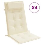 vidaXL Coussins de chaise à dossier haut lot de 4 crème tissu oxford