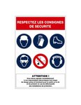 (PANNEAU CONSIGNES SECURITE) Panneau de consignes de sécurité - "Respectez les consignes de séc" - forme RECTANGULAIRE