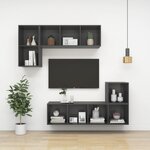 vidaXL Meuble TV mural Gris 37x37x72 cm Aggloméré