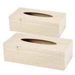 2 boîtes à mouchoirs en bois 27 x 14 x 8 cm