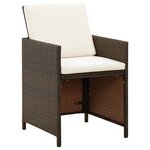 vidaXL Meubles à dîner de jardin et coussins 9 Pièces Poly rotin Marron