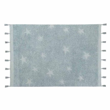 Tapis coton motif star - bleu - 120 x 175