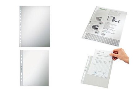 Pochette perforée  format a4  pp  grenelé  0 10 mm leitz