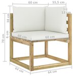 vidaXL Canapés d'angle de jardin 2Pièces et coussins Pin imprégné de vert