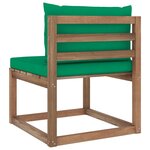 vidaXL Canapé de milieu palette de jardin avec coussins vert