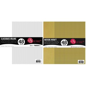96 papiers Scrapbooking Blanc + Kraft - 300g/ m²