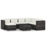 vidaXL Salon de jardin 8 Pièces avec coussins gris bois imprégné