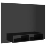 vidaXL Meuble TV mural Noir brillant 135x23 5x90 cm Aggloméré
