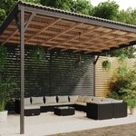 vidaXL Salon de jardin 12 Pièces avec coussins Résine tressée Noir