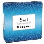 Coffret métal 5 jeux en 1 - jeux de société classiques - échecs  dames  backgammon  dominos et tic-tac-toe - tactic