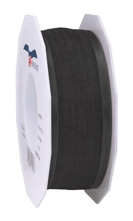 Organza marseille 25-m-rouleau 40 mm laitonné noir