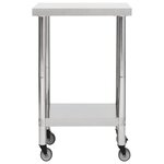Vidaxl table de travail de cuisine avec roues 60x60x85 cm inox