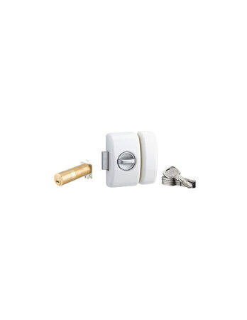 THIRARD - Verrou à bouton Universel ajustable pour entrée  Transit 2  dim. cylindre de 35 à 80mm  acier  5 clés  epoxy blanc