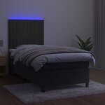 vidaXL Sommier tapissier et matelas et LED Gris foncé 80x200cm Velours