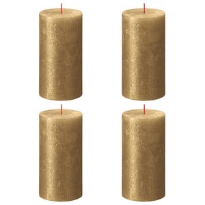 Bolsius Bougies pilier rustiques Shimmer 4 Pièces 130x68 mm Doré