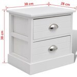 vidaXL Table de chevet 2 Pièces Blanc