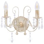 vidaXL Applique murale à perles Blanc antique 2 ampoules E14