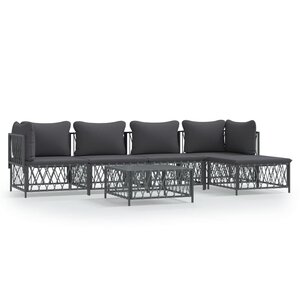 vidaXL Salon de jardin avec coussins 6 Pièces anthracite acier