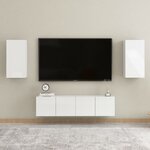 vidaXL Ensemble de meubles TV 4 Pièces Blanc brillant Aggloméré