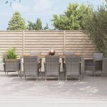 vidaXL Ensemble de salle à manger de jardin 9 Pièces avec coussins Gris