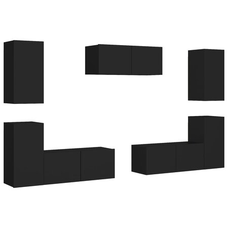 vidaXL Ensemble de meubles TV 7 Pièces Noir Aggloméré