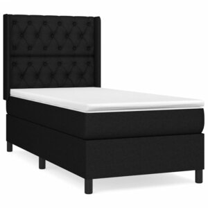 vidaXL Lit à sommier tapissier et matelas Noir 80x200 cm Tissu