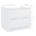 vidaXL Tables de chevet 2 Pièces Blanc brillant 50x39x43 5 cm Aggloméré