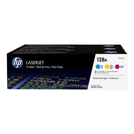 Hp 128a pack de 3 toners originaux (cf371am) pour hp color laserjet pro cm1415  cp1521/cp1522/cp1523/cp1525/cp1526/cp1527/cp1528