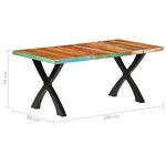 vidaXL Table de salle à manger 180x90x76cm Bois de récupération solide