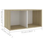 vidaXL Meuble TV Blanc et chêne sonoma 72x35x36 5 cm Aggloméré