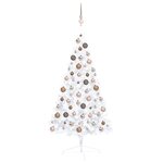 vidaXL Demi-arbre de Noël artificiel pré-éclairé et boules blanc 120cm