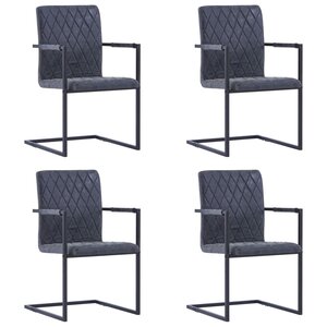 vidaXL Chaises à manger cantilever lot de 4 noir similicuir