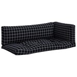 vidaXL Coussins de palette 3 Pièces motif à carreaux noir tissu Oxford