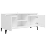 vidaXL Meuble TV avec pieds en métal Blanc brillant 103 5x35x50 cm