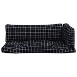 vidaXL Coussins de palette 3 Pièces motif à carreaux noir tissu Oxford