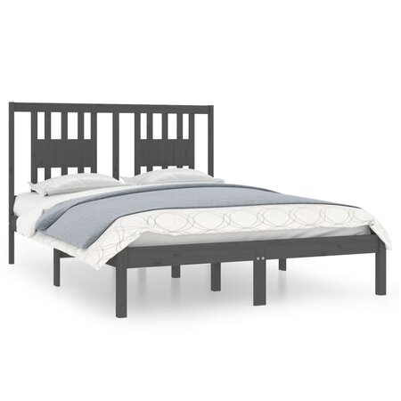 vidaXL Cadre de lit Gris Bois de pin massif 120x200 cm