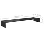 vidaXL Meuble TV/ Support pour moniteur 120 x 30 x 13 cm Verre Noir