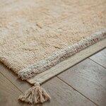 Tapis coton sable orangé texturé avec finition pompons M - 140 x 200 cm