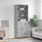 vidaXL Buffet haut Gris béton 69 5x34x180 cm Bois d'ingénierie