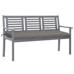 vidaXL Banc de jardin 3 places avec coussin 150 cm Gris Eucalyptus
