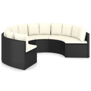 vidaXL Salon de jardin 6 Pièces avec coussins Résine tressée Noir