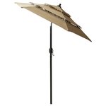 vidaXL Parasol à 3 niveaux avec mât en aluminium Taupe 2 m
