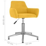 vidaXL Chaises à dîner pivotantes 4 Pièces Jaune Velours